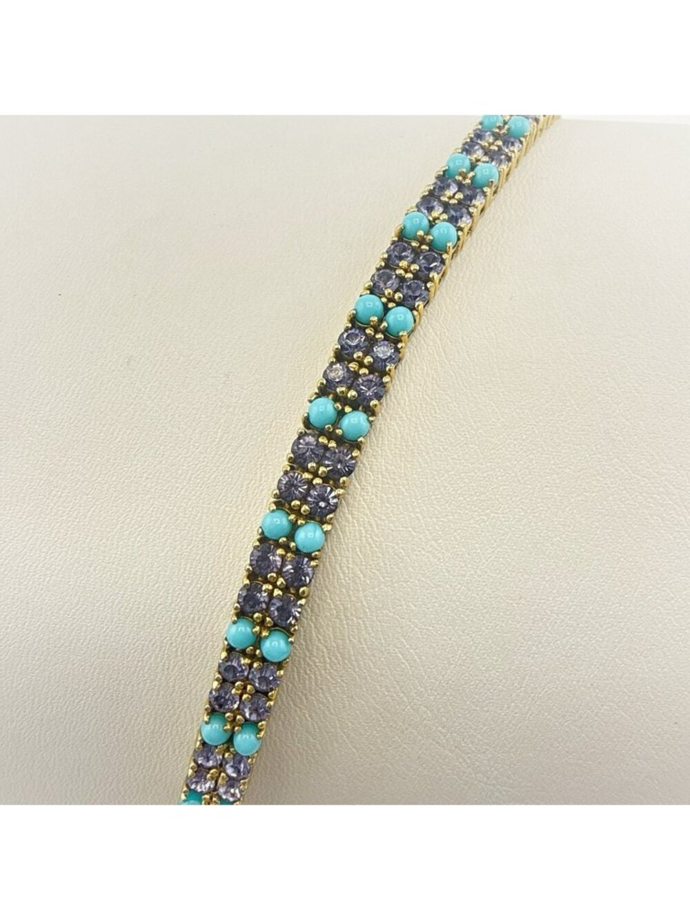 Joan Rivers Tennis Bracelet Blue Purple Faux Turquoise Double Row Rhineston